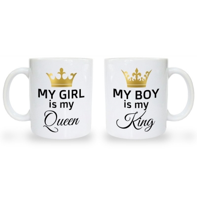 Kubki dla par zakochanych 2 szt My boy is my King My girl is my Queen